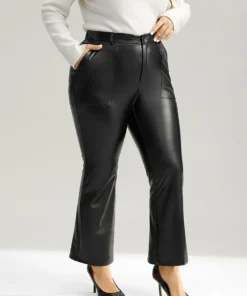 Plain PU Leather Pocket Bootcut Pants 11 Plain PU Leather Pocket Bootcut Pants -Clothing Shop 990622035 iq