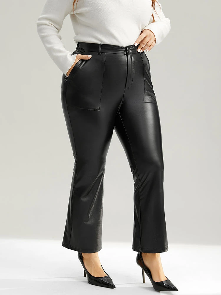 Plain PU Leather Pocket Bootcut Pants 5 Plain PU Leather Pocket Bootcut Pants - Image 3