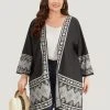 Boho Print Open Front Pocket Split Hem Kimono 1 Boho Print Open Front Pocket Split Hem Kimono -Clothing Shop 9917939 cb
