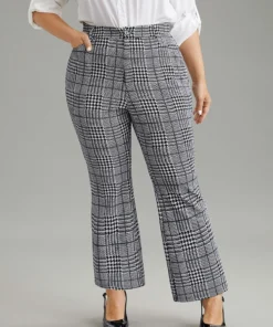 Houndstooth Pocket Flare Leg Zipper Fly Pants -Clothing Shop 992131616 du 87a48774 3083 4889 b889 0904938391cb