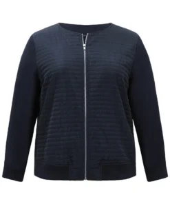 Plisse Zipper Fly Rib Knit Jacket -Clothing Shop 992751249 gp