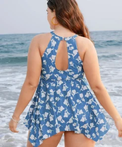 Floral Cut Out Cathered Hanky Hem Tankini Top -Clothing Shop 993027252 mm 86791472 eebf 4698 a509 07afe569e522