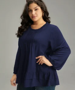 Seam Detail Frill Trim Layered Blouse -Clothing Shop 993370754 xb