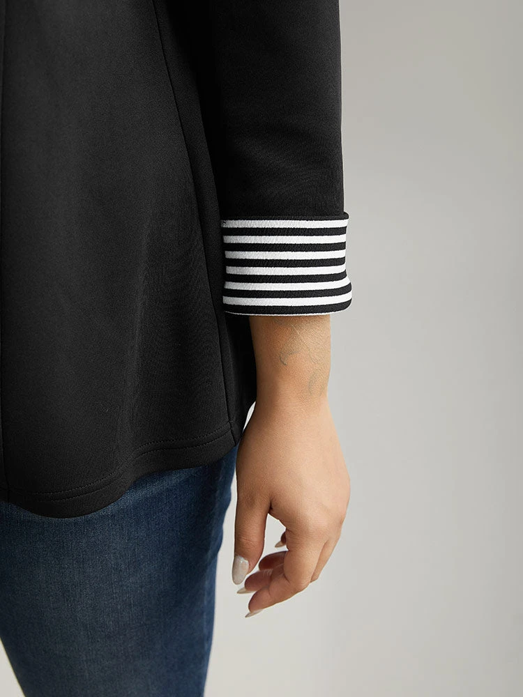 Suit Collar Striped Patchwork Blazer 10 Suit Collar Striped Patchwork Blazer - Image 8