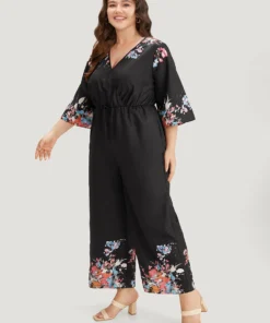 Boho Print Drawstring Pocket Flutter Sleeve Jumpsuit -Clothing Shop 994507738 oi