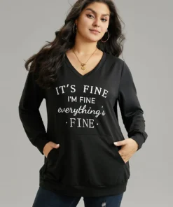 Positive Slogans Print Kangaroo Pocket Sweatshirt