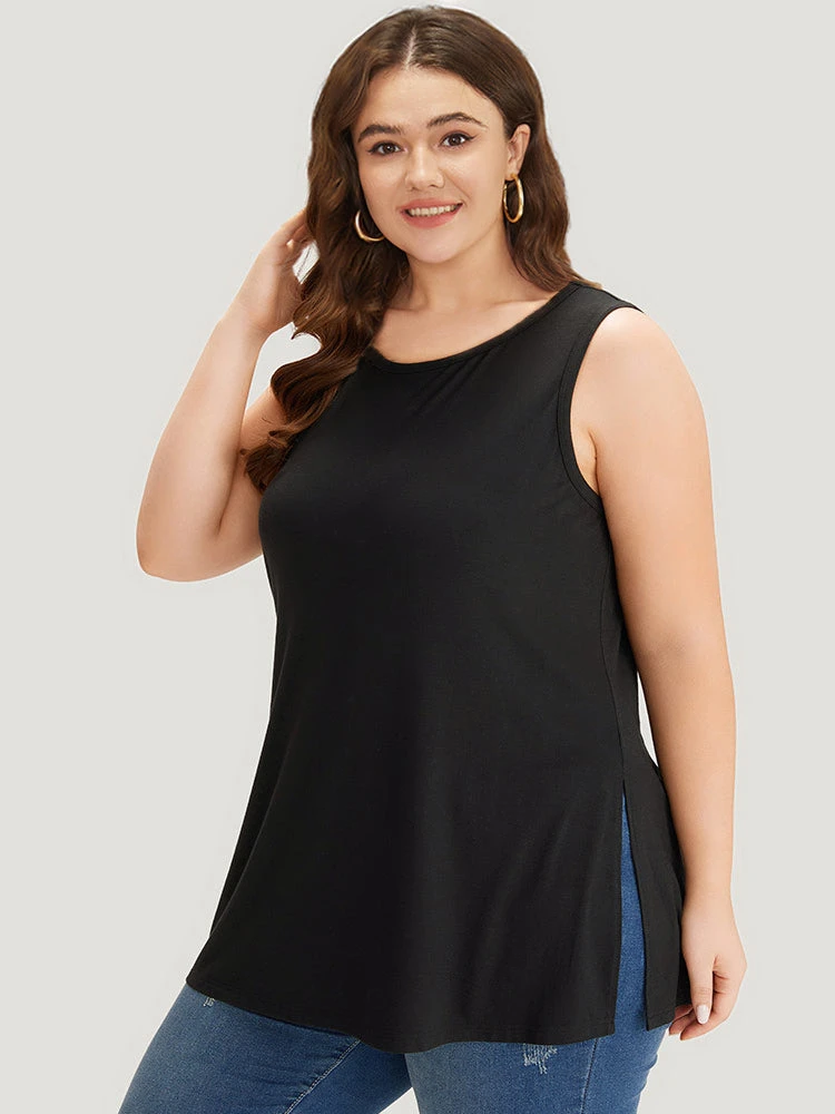 Supersoft Essentials Solid Split Side Crew Neck Tank Top 3 Supersoft Essentials Solid Split Side Crew Neck Tank Top