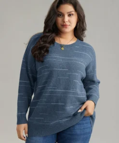 Supersoft Essentials Asymmetrical Striped Round Neck Pullover -Clothing Shop 995977100 dc 8407ea26 2cc9 4c84 899b ad2c9acccae9