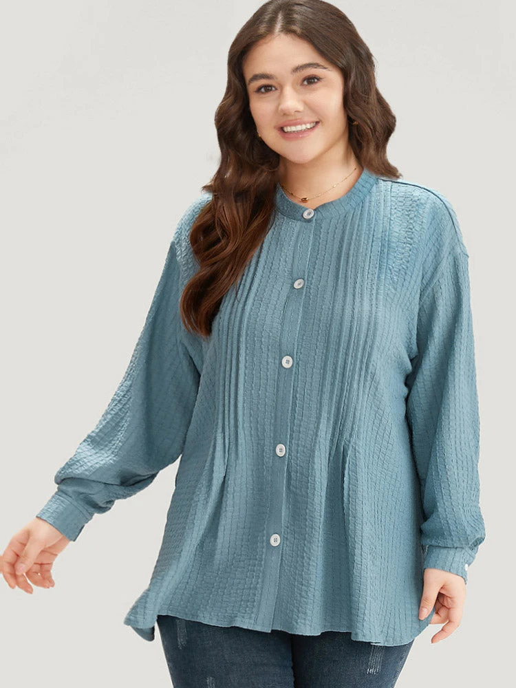 Plisse Button Up Curved Hem Kimono 6 Plisse Button Up Curved Hem Kimono - Image 4