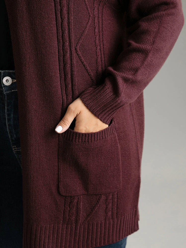 Plain Cable Knit Button Up Pocket Cardigan 7 Plain Cable Knit Button Up Pocket Cardigan - Image 5