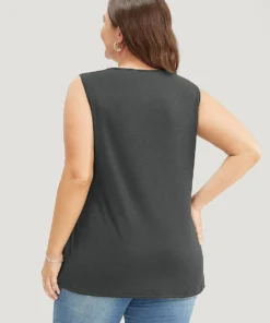 Plain Crisscross Deep V Neck Tank Top -Clothing Shop 996468706 eb