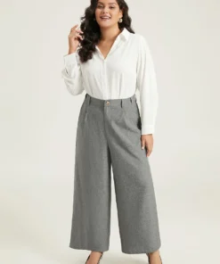 Plain Wide Leg Elastic Waist Pocket Pants -Clothing Shop 996478453 ai