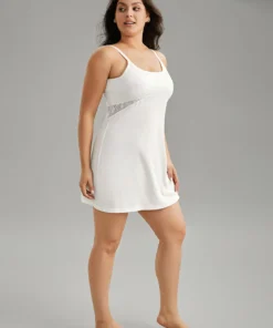 Contrast Lace Adjustable Straps Sleep Cami Dress -Clothing Shop 996761704 sr