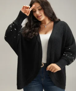 Patchwork Pearl Beaded Curved Hem Cardigan 17 Patchwork Pearl Beaded Curved Hem Cardigan -Clothing Shop 997013592 nk