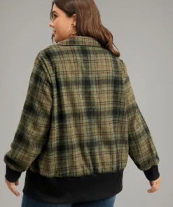 Plaid Flap Pocket Zipper Fly Jacket -Clothing Shop 997027674 ra