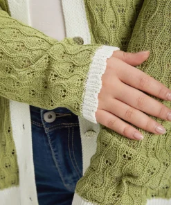 Two Tone Patchwork Cut Out Button Down Cardigan 28 Two Tone Patchwork Cut Out Button Down Cardigan -Clothing Shop 997505534 fv