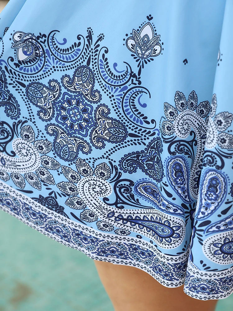 Bandana Print Surplice Neck A Line Swim Dress 11 Bandana Print Surplice Neck A Line Swim Dress - Image 9