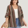 Boho Print Open Front Half Sleeve Kimono -Clothing Shop 997937912 sm