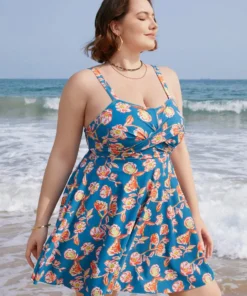 Floral Contrast Crossover Front Ruffles Adjustable Straps Swim Dress -Clothing Shop 997963000 uo 272c1c50 5c45 45f8 9733 c5fee76002d8