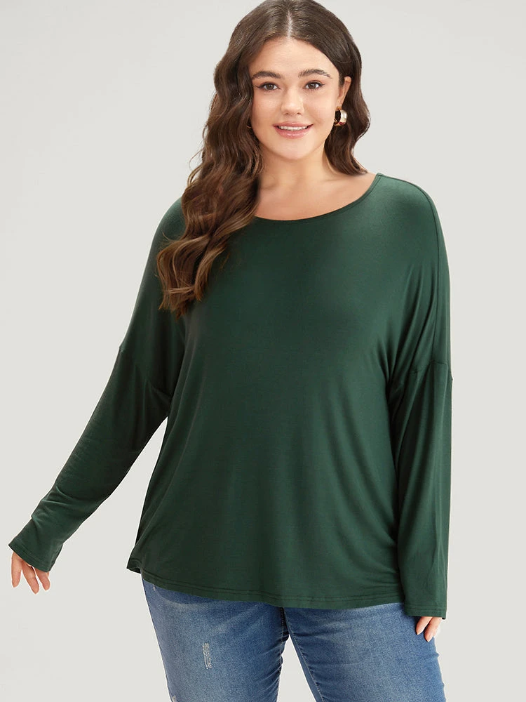 Supersoft Essentials Plain Batwing Sleeve Crew Neck T-shirt 5 Supersoft Essentials Plain Batwing Sleeve Crew Neck T-shirt - Image 3