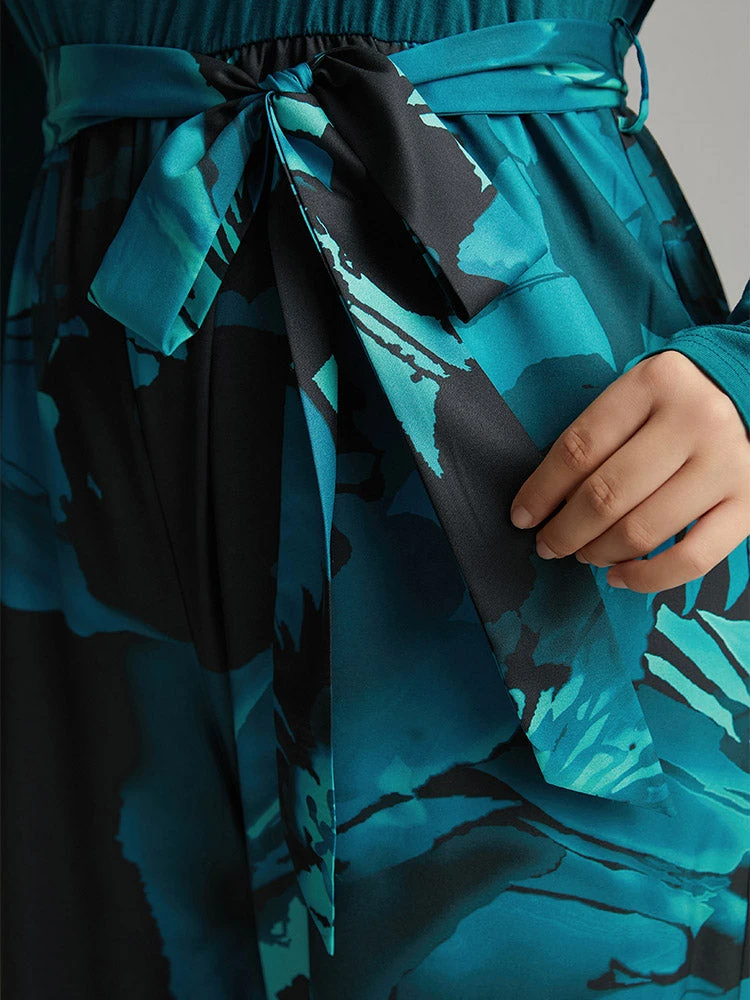 Floral Square Neck Gathered Belted Jumpsuit 10 Floral Square Neck Gathered Belted Jumpsuit - Image 8