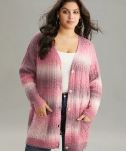 Ombre Cable Knit Patched Pocket Cardigan 24 Ombre Cable Knit Patched Pocket Cardigan -Clothing Shop 999381590 at 54e68a23 4b43 432b a10a 35fb2416cd84