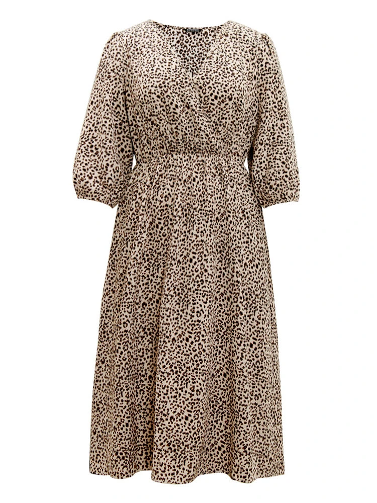 Leopard Print Elastic Waist Wrap Dress 9 Leopard Print Elastic Waist Wrap Dress - Image 7